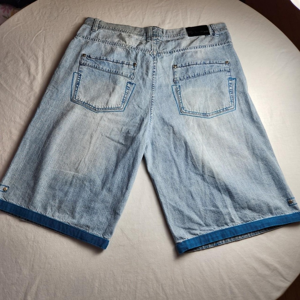 Koman Mens Blue Denim Jeans Shorts Jorts Size 40 Vintage Y2K Baggy Skater 90s